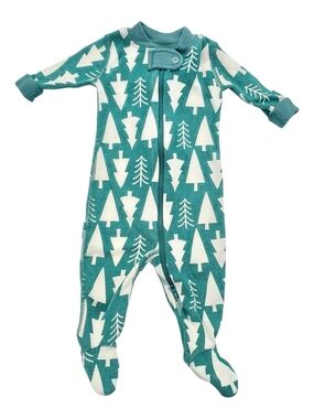 Hanna Andersson Footed Sleeper Holiday Winter Green Baby 0-3 Months